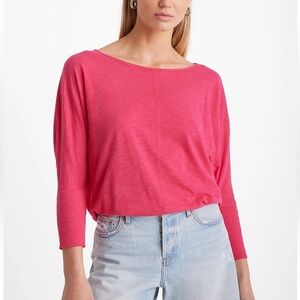 Express Hot pink Skimming Crew Neck Dolman Sleeve Tee womens NEW size small